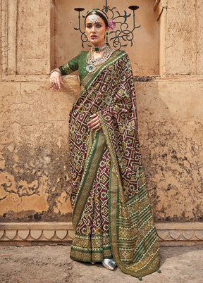 Maroon Spun Silk Saree With Blouse Piece