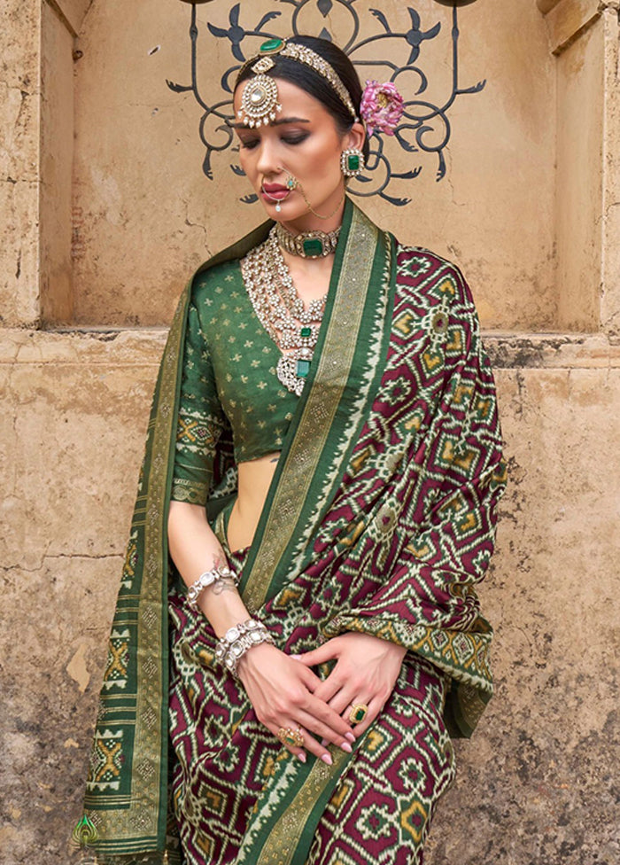 Maroon Spun Silk Saree With Blouse Piece