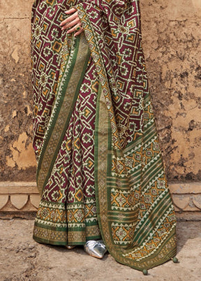 Maroon Spun Silk Saree With Blouse Piece