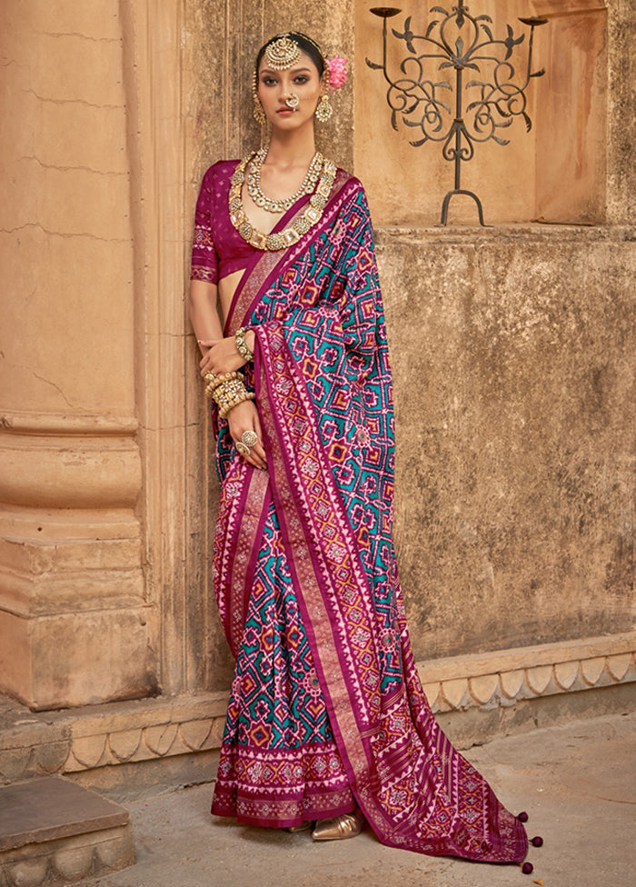 Multicolor Spun Silk Saree With Blouse Piece