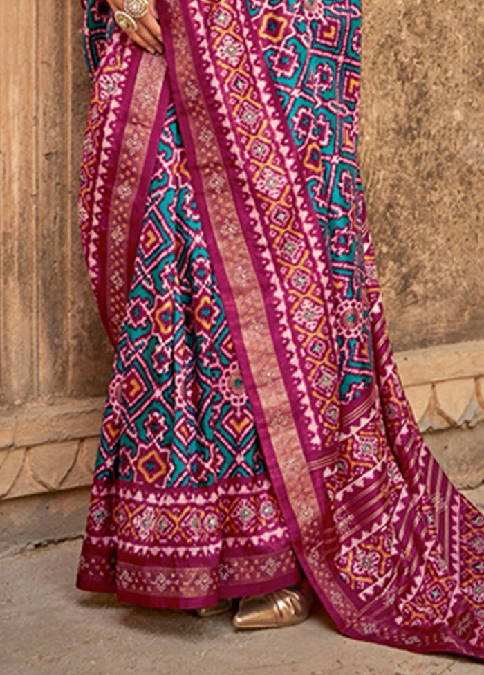 Multicolor Spun Silk Saree With Blouse Piece