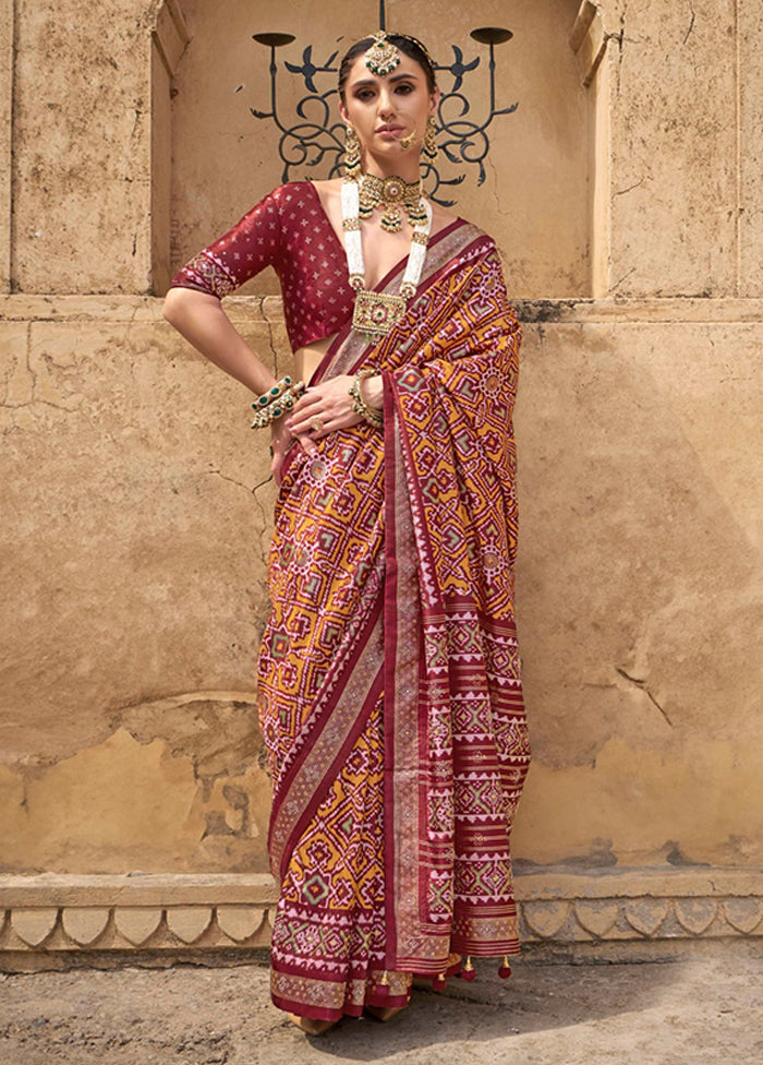 Multicolor Spun Silk Saree With Blouse Piece
