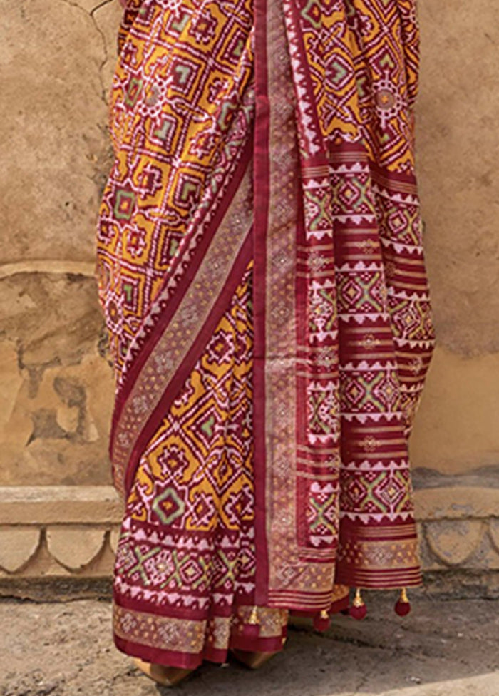 Multicolor Spun Silk Saree With Blouse Piece