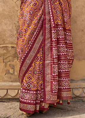 Multicolor Spun Silk Saree With Blouse Piece
