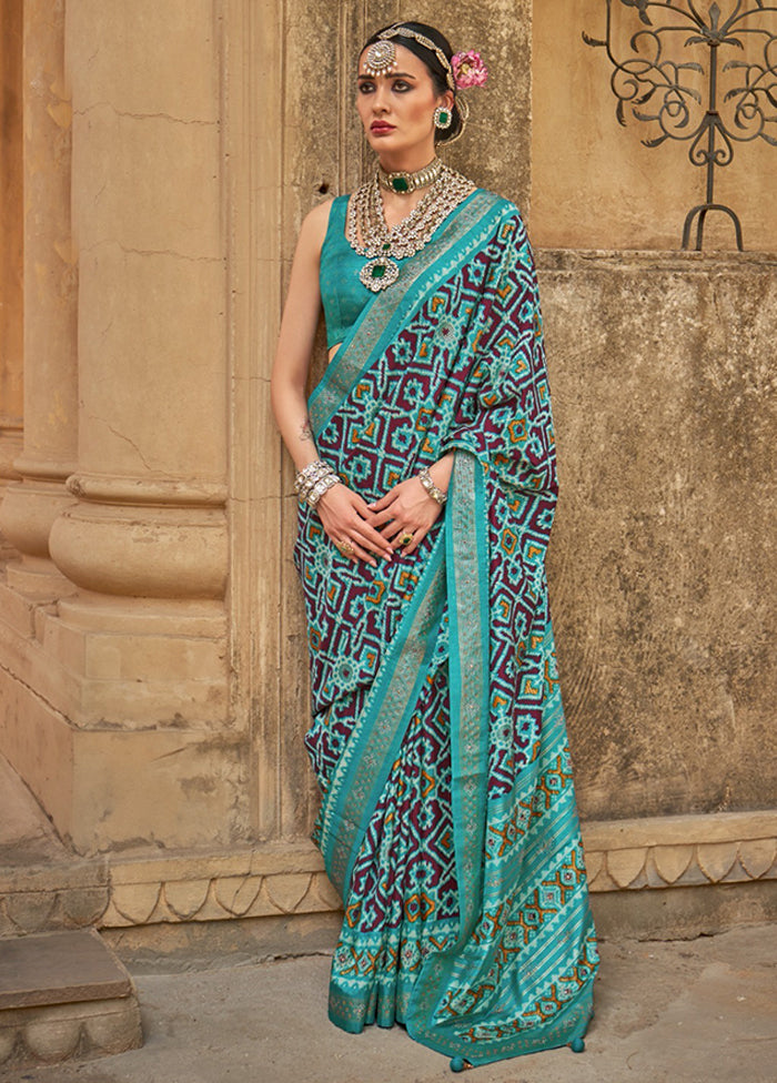 Multicolor Spun Silk Saree With Blouse Piece