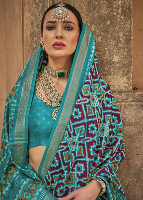 Multicolor Spun Silk Saree With Blouse Piece