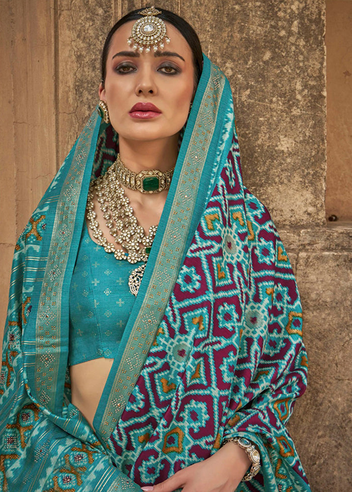 Multicolor Spun Silk Saree With Blouse Piece