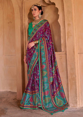 Purple Spun Silk Saree With Blouse Piece