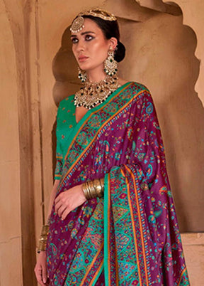Purple Spun Silk Saree With Blouse Piece
