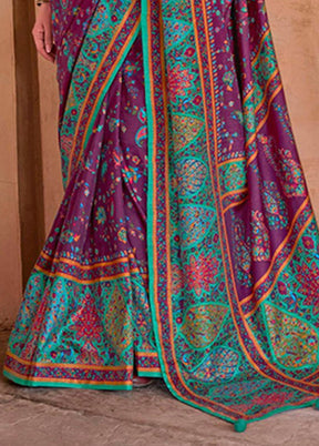 Purple Spun Silk Saree With Blouse Piece