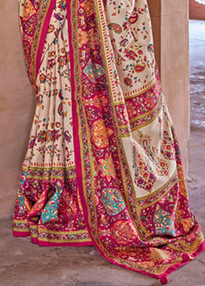 Cream Spun Silk Saree With Blouse Piece