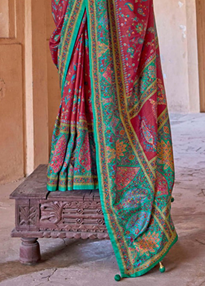 Pink Spun Silk Saree With Blouse Piece