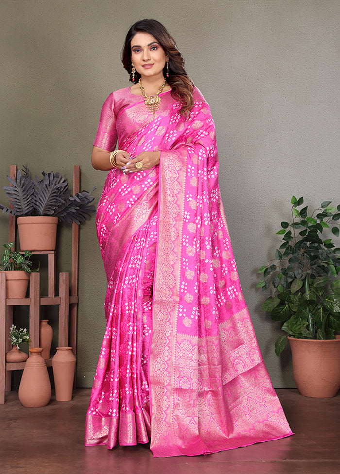 Pink Spun Silk Saree With Blouse Piece