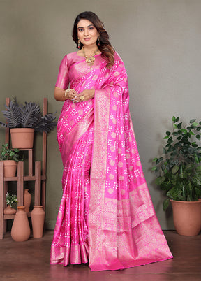 Pink Spun Silk Saree With Blouse Piece