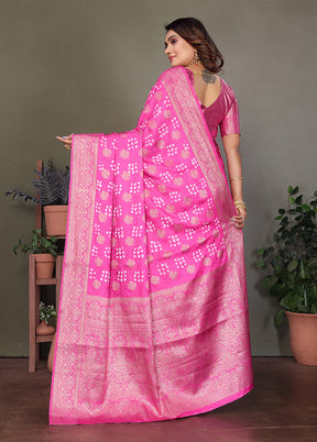 Pink Spun Silk Saree With Blouse Piece