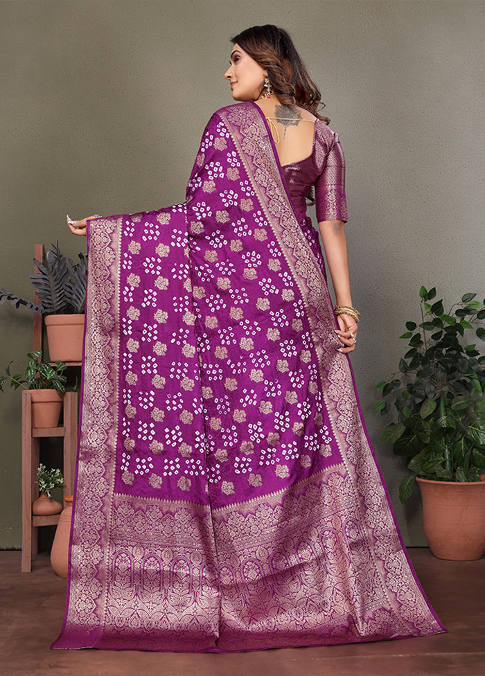 Purple Spun Silk Saree With Blouse Piece