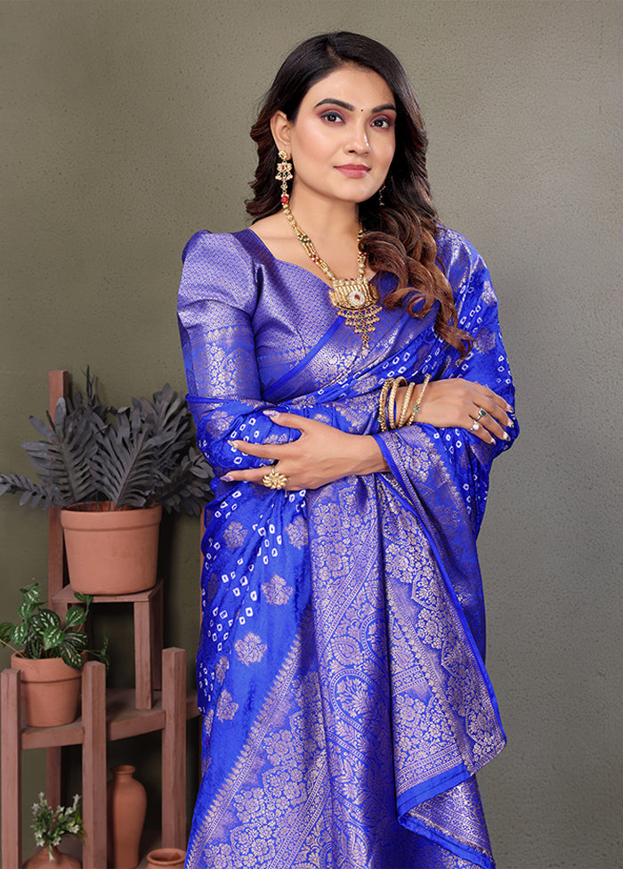 Blue Spun Silk Saree With Blouse Piece