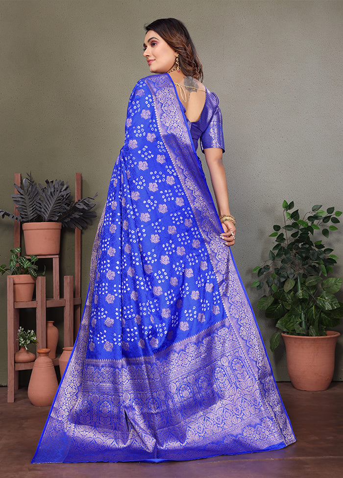 Blue Spun Silk Saree With Blouse Piece
