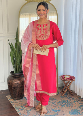 3 Pc Pink Silk Suit Set