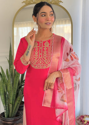 3 Pc Pink Silk Suit Set