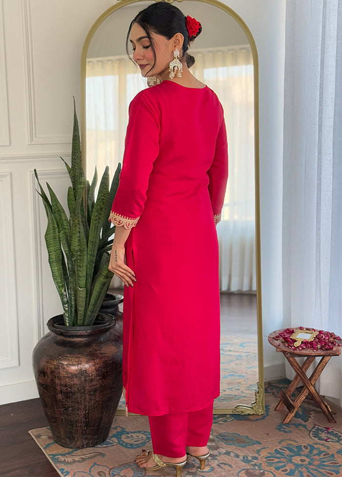 3 Pc Pink Silk Suit Set