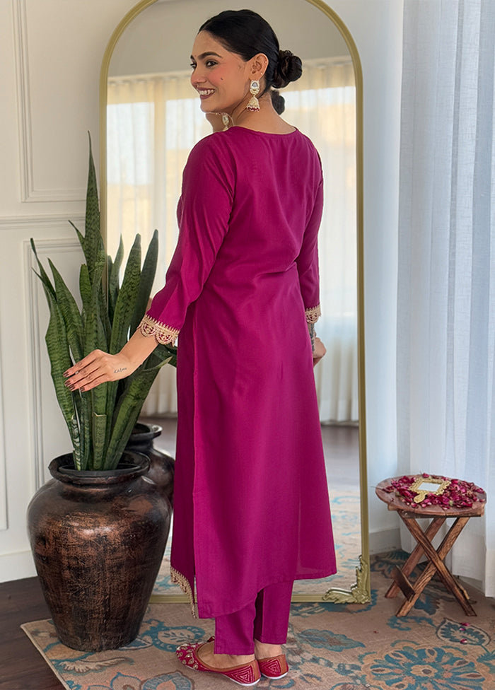 3 Pc Wine Silk Suit Set