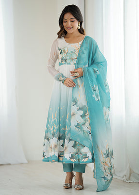 3 Pc Multicolor Organza Suit Set