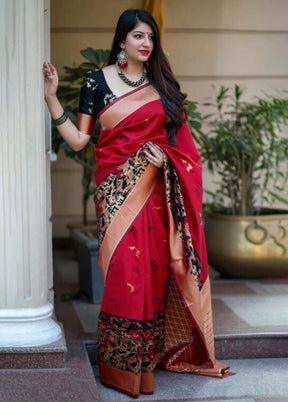 Maroon Spun Silk Saree With Blouse Piece