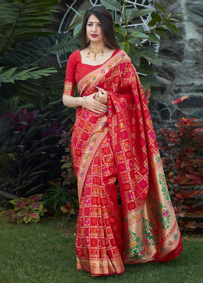 Red Spun Silk Saree With Blouse Piece