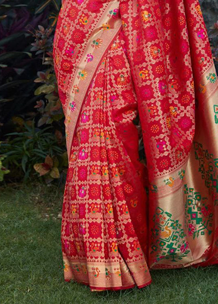 Red Spun Silk Saree With Blouse Piece