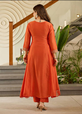 3 Pc Brown Silk Suit Set