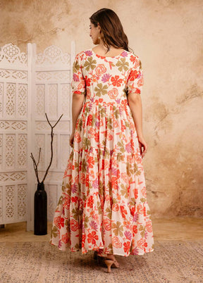 Multicolor Printed Work Georgette Gown