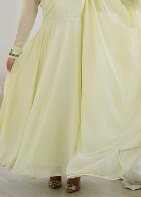 3 Pc Cream Georgette Suit Set