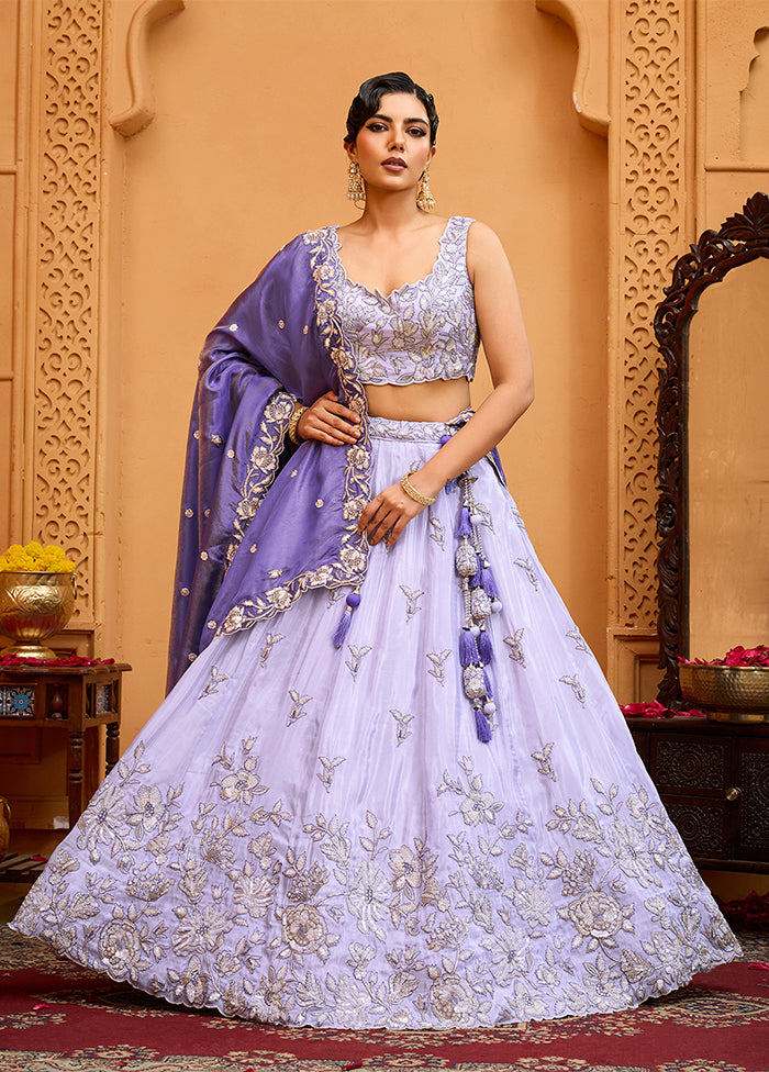 Lavender Blended Silk Dupatta Lehenga Set