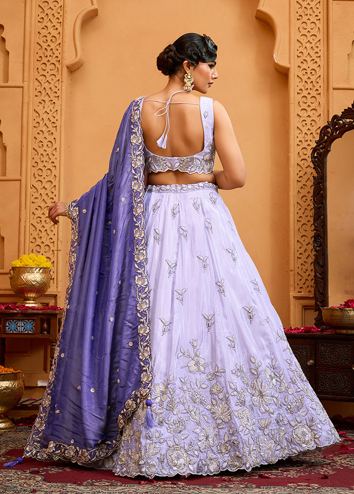 Lavender Blended Silk Dupatta Lehenga Set