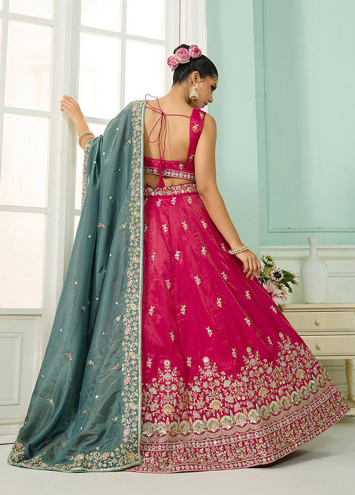Pink Blended Silk Dupatta Lehenga Set