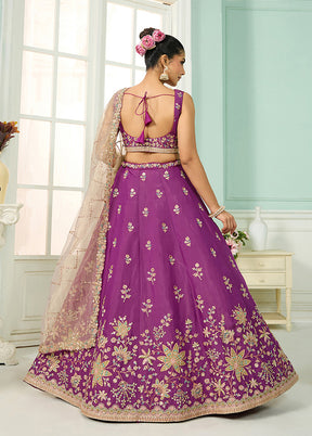 Purple Georgette Dupatta Lehenga Set