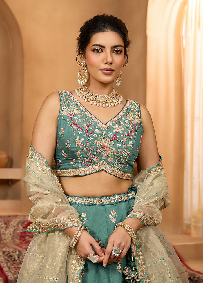 Green Georgette Dupatta Lehenga Set