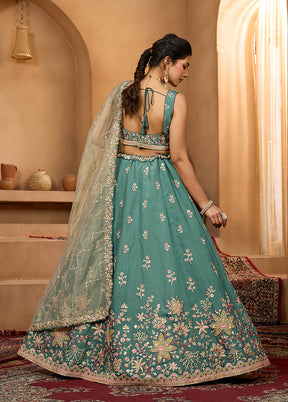 Green Georgette Dupatta Lehenga Set