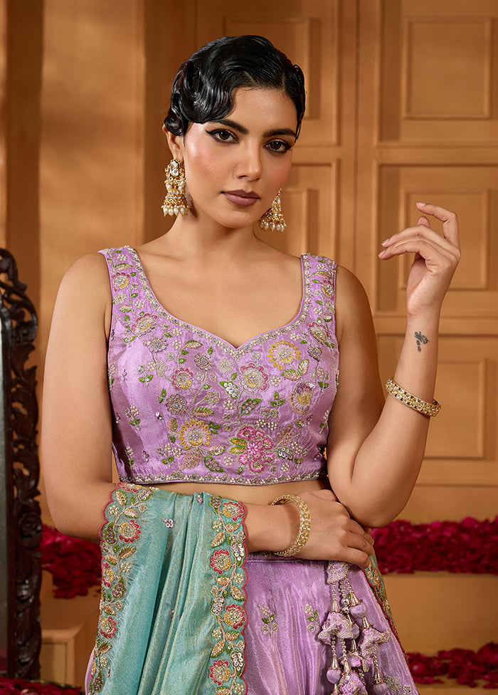 Lavender Blended Silk Dupatta Lehenga Set