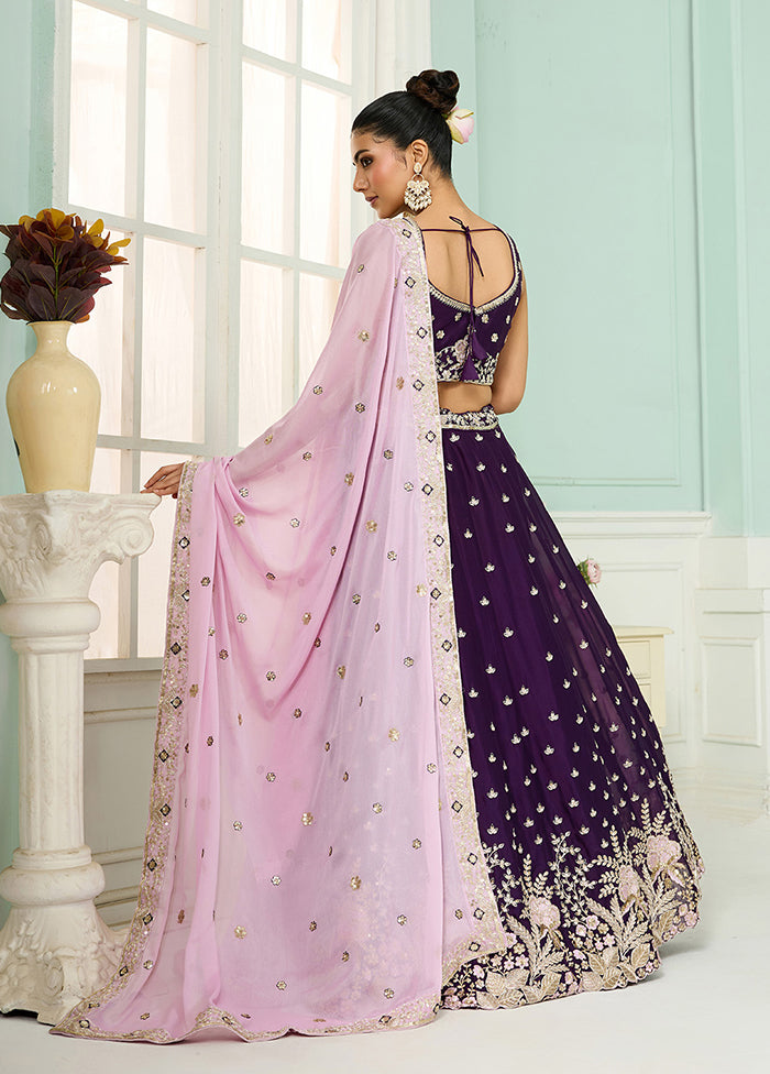 Purple Georgette Dupatta Lehenga Set