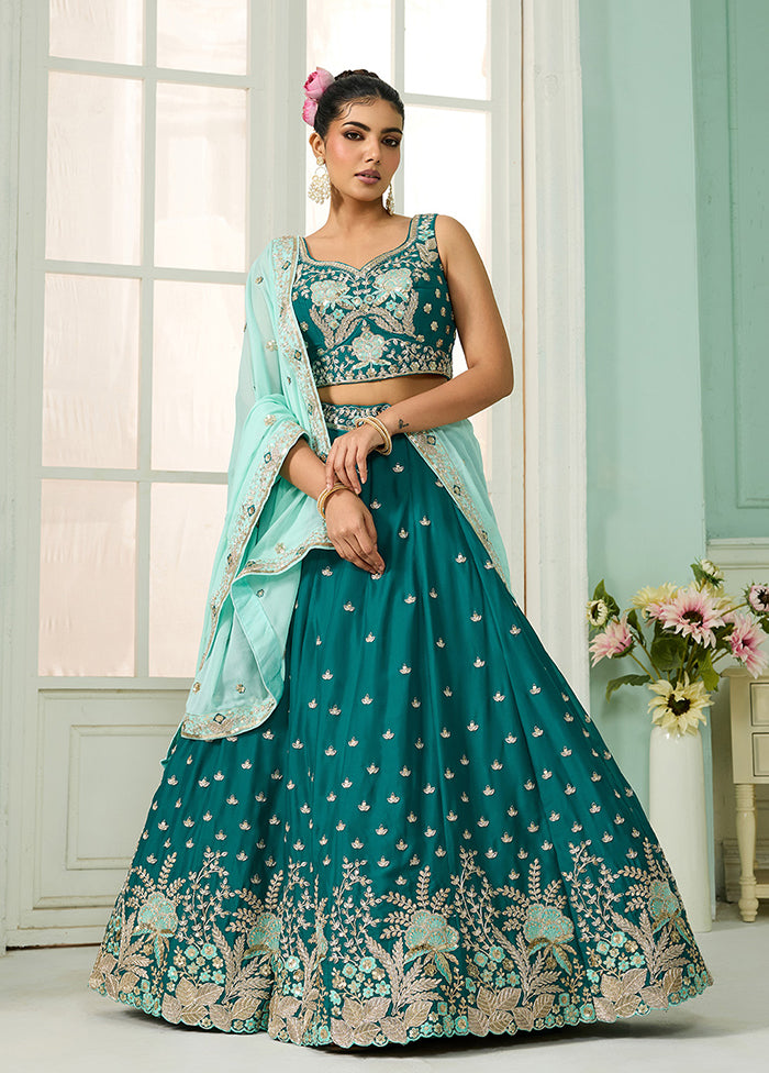 Green Georgette Dupatta Lehenga Set