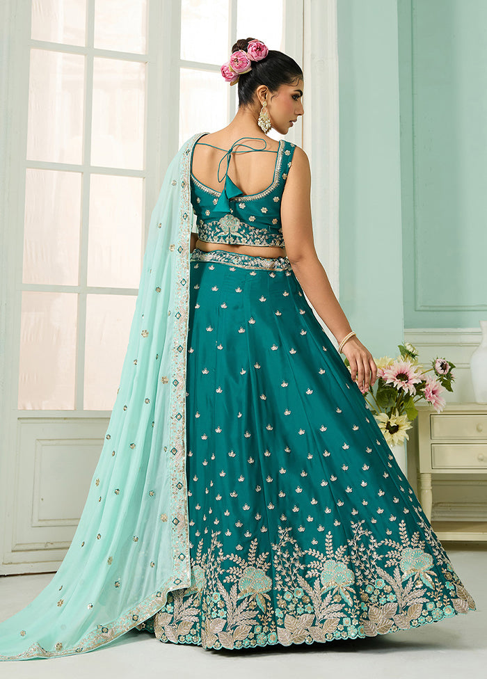Green Georgette Dupatta Lehenga Set