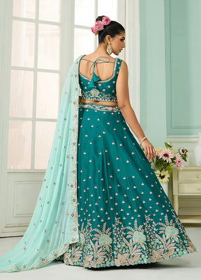Green Georgette Dupatta Lehenga Set