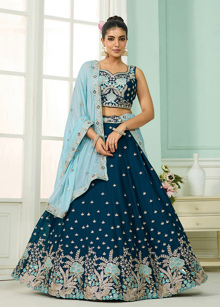 Blue Georgette Dupatta Lehenga Set