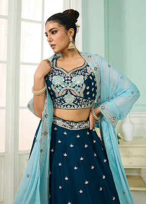 Blue Georgette Dupatta Lehenga Set