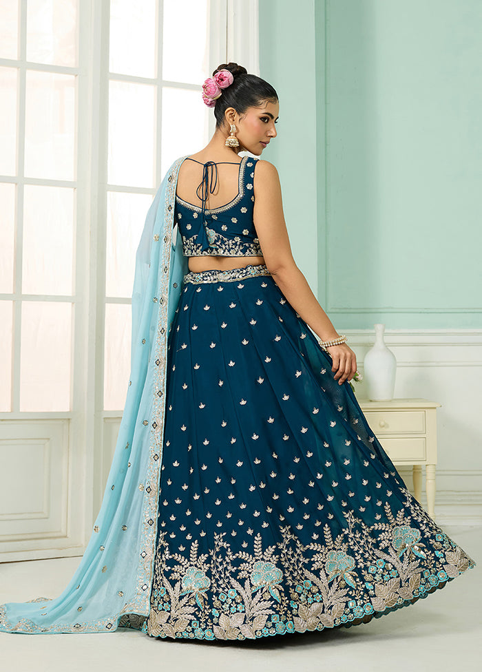 Blue Georgette Dupatta Lehenga Set