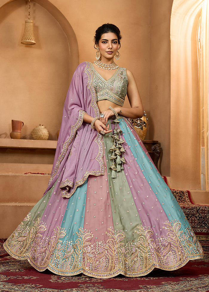 Multicolor Georgette Dupatta Lehenga Set