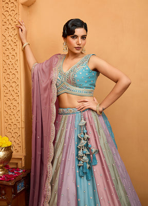 Multicolor Georgette Dupatta Lehenga Set