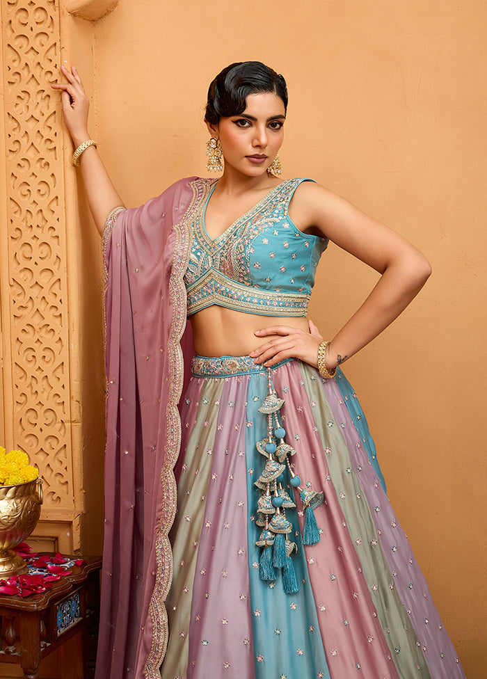 Multicolor Georgette Dupatta Lehenga Set